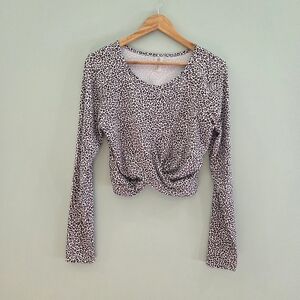 Leopard Print Crop Top Long Sleeve Top